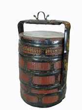 Bamboo Food Basket with Hand Painted Handle
