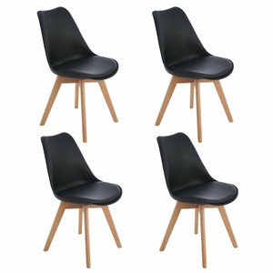 Details About Set Of 4 Tulip Style Dining Chair Plastic Office Chair With Solid Wood Oak Legs
