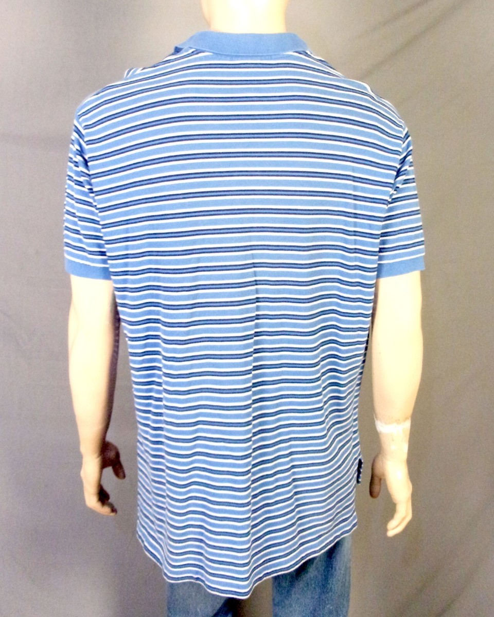 vintage 90s 00s Polo Ralph Lauren Blue White Striped Pique vintage 90s 00s Polo Ralph Lauren Blue White Striped Pique