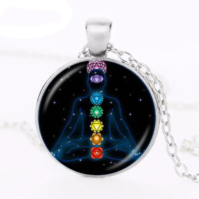 7 Chakra Yoga Meditation Angst Heilung Halskette Anhänger + Gratis Geschenktüte