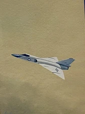 Original Chuck Lantz Watercolor Painting American Fighter Jet FRAMED