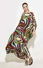Abstract Printed Kaftan Kurta Silk Crepe Women Long Ankle Length Kaftan Neck