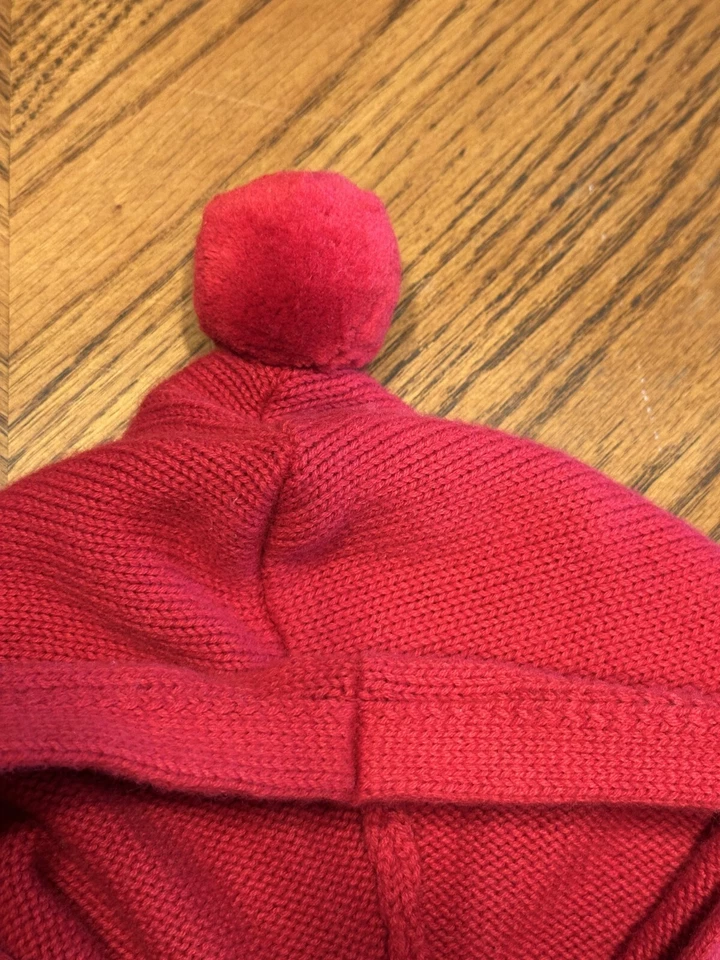 Toddler Girls 2T  GENUINE KIDS From OSHKOSH Red Hooded Knit Poncho Sweater - Image 3 of 4