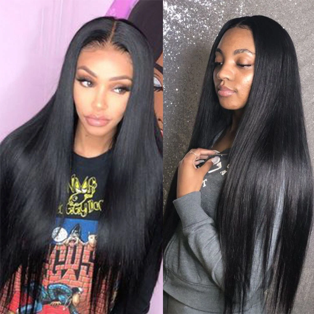 22inch Lace human hair Straight Human Wigs 4x4 Lace Frontal Wig For Black Women