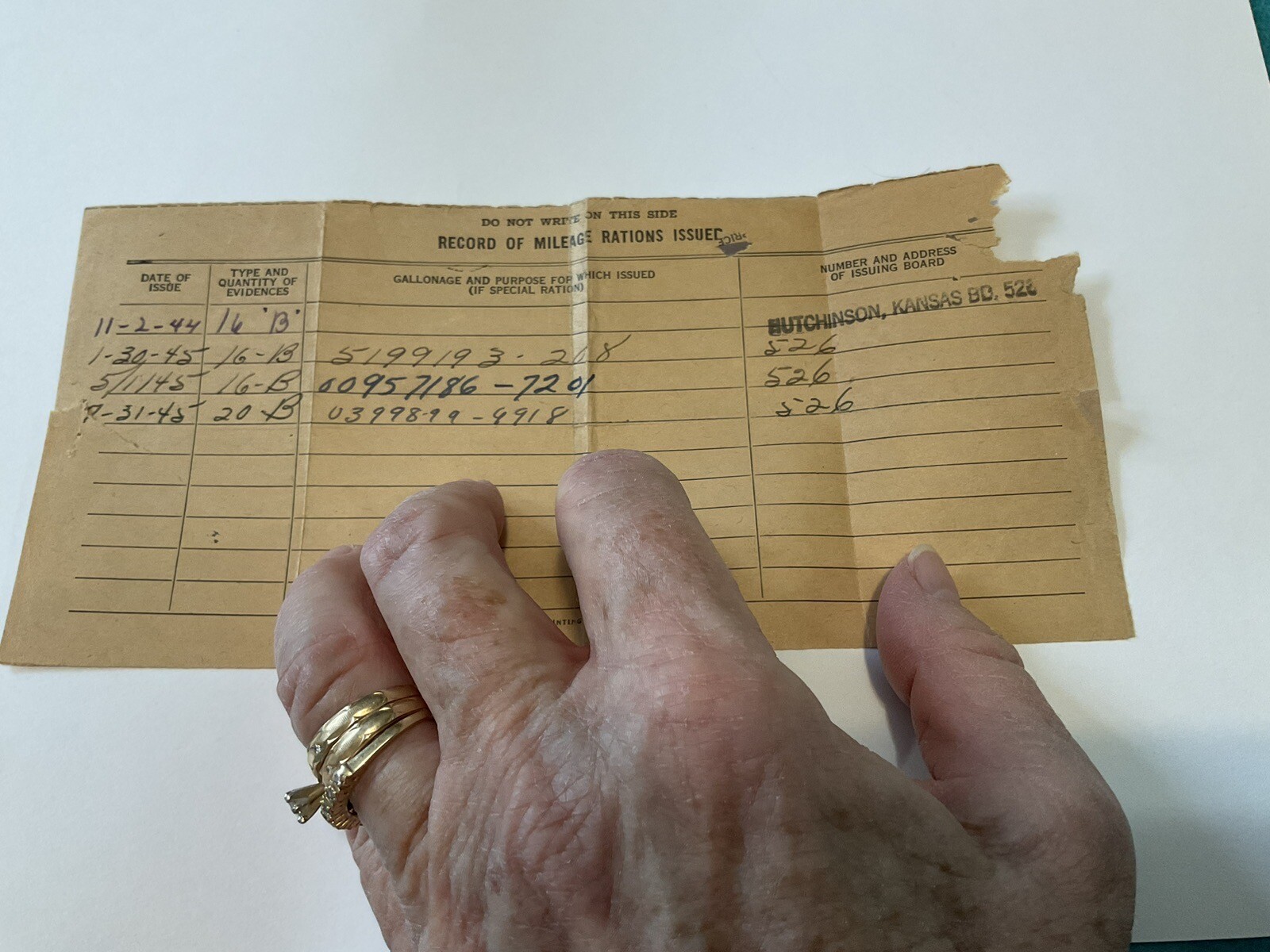 WW2 Paper Ephemera Gas Ration Card Tags And Draft Card Hutchinson