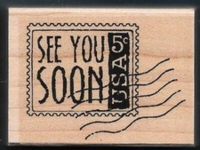 SEE YOU SOON POSTAGE Cancel Line Military Vet USA Post HERO ART NEW RUBBER STAMP