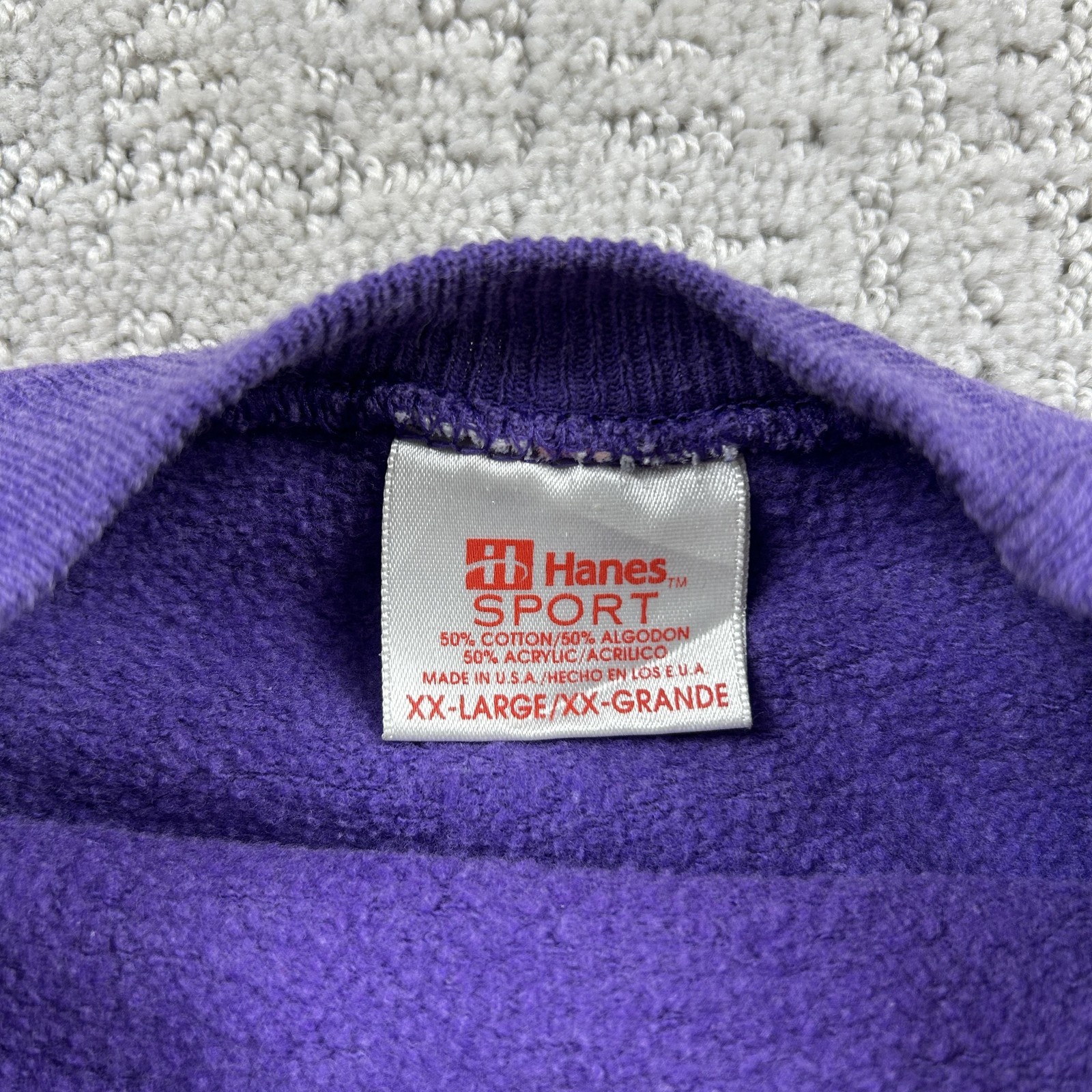 Vintage Hanes Sport Sweatshirt Mens 2XL Purple Made USA Raglan Crewneck 90s