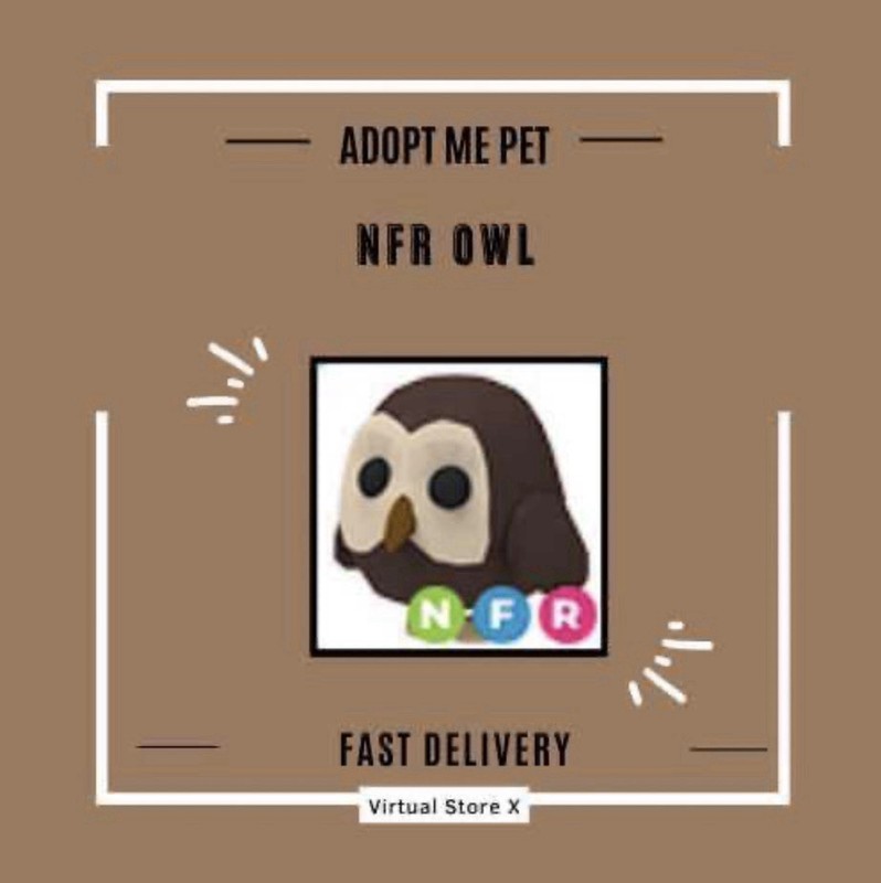 Adopt Me Owl NFR Neon Fly Ride Virtual Game Item/Asset In-Game Pet