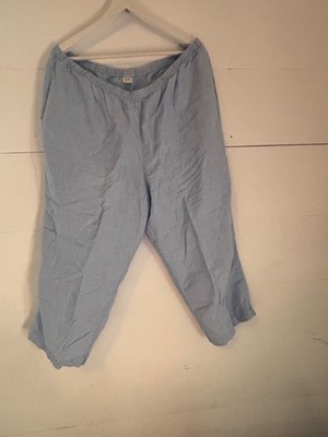 J. Jill 100% Linen Crop Pants Elastic Waist Light Blue Women s