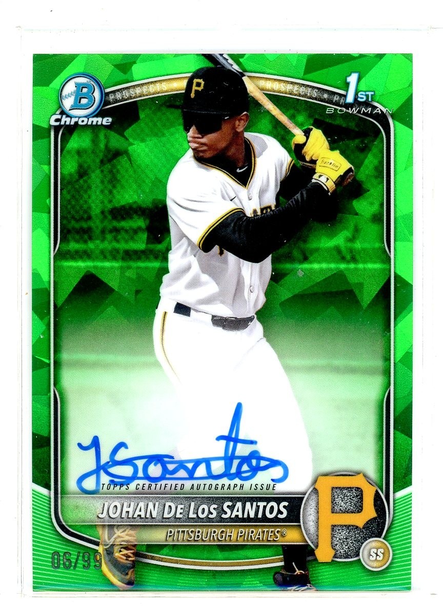 2025 Bowman Chrome Sapphire Johan De Los Santos Green Refractor Auto /99 (RC)