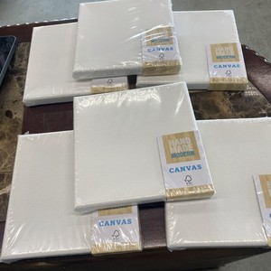 Set Of 6 Hand made modern Canvas White 6"x6" New