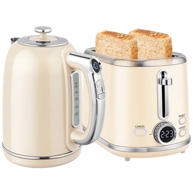HOMCOM 2-Scheiben-Toaster und Wasserkocher mit Warmhalte-Memory-Funktion, 1,7 l 3000 W