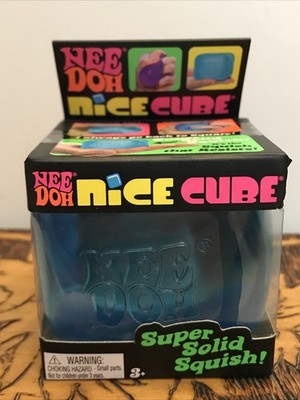 Nee Doh Nice Cube - Super Solid Squish! (Blue) - Brand New/Factory Sealed!