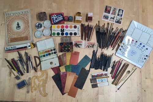 Vtg. Artist Supply Lot Grumbacher, Windsor & Newton, Peerless, Mid Century *Read