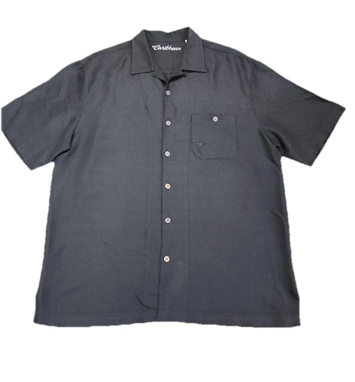 Caribbean Shirt Mens Large Black Camp Short Sleeve Embroidered Martini Golf - Image 2 of 4