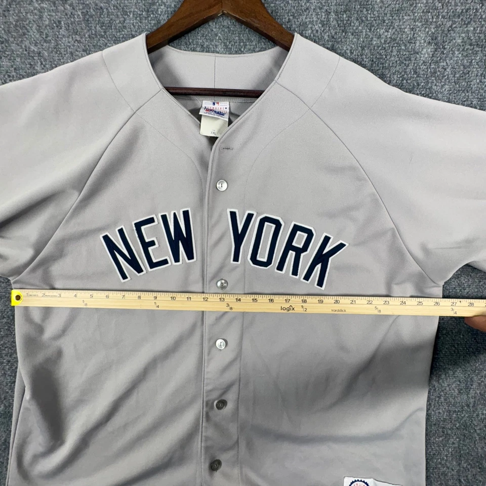 Majestic New York Yankees MLB Baseball Jersey Gray XXL Vintage Made Korea - Image 4 of 4
