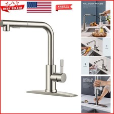 Brushed Nickel Kitchen Faucet with Pull Down Sprayer - Classic Design  360 S...