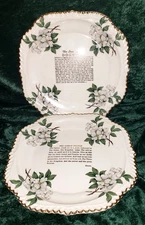 Vintage Legend Of The Dogwood & Lords Prayer Plates Gold Trim