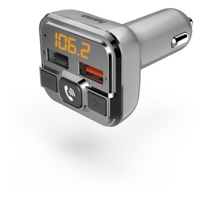 Hama 00014165 FM-Transmitter mit AUX-IN + USB-IN Silber