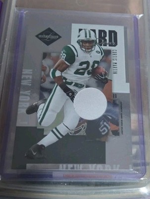 2005 Leaf Limited Hard Wear Curtis Martin game worn helmet patch relic 18/100