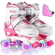 Rainbow Unicorn 4 Size Adjustable Light up Roller Skates for Girls Boys for K...