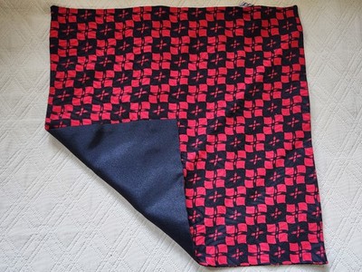 Van Horn Designs Red Black Checker Double Layers 100% Silk Pocket Square 11''x11''