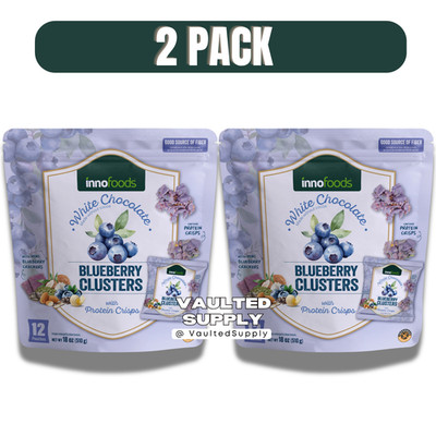 InnoFoods White Chocolate Blueberry Clusters 2 Pack 24 Snack Packs Bulk