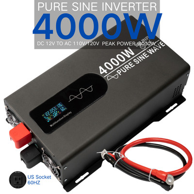 Pure Sine Wave Inverter 4000W 8000W 12V to 110V 120V for RV Solar Home -LCD