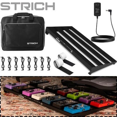 STRICH Guitar Pedal Board Built-in Power Supply 22x11'' Portable With Cables Bag