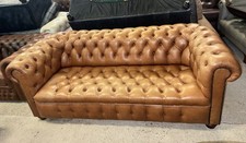 Chesterfield Tan Real Leather Three Seater Sofa