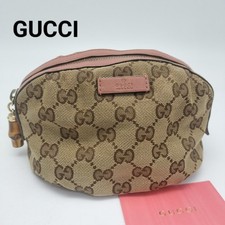 Gucci borsa cosmetica in pelle di tela beige rosa modello GG per trucco
