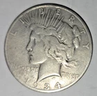 1934 S Peace Dollar $1 90% Silver Business Strike US Coin Circulated