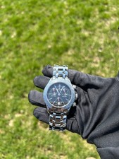 Cyma Navystar stainless steel black dial 38mm quartz watch