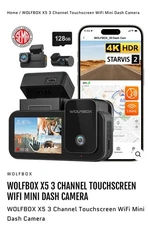 Wolfbox X5 4K 3-Channel Dash Cam W/ 128GB MicroSD Card