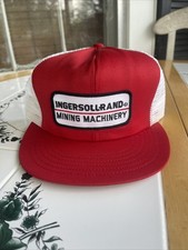 Ingersoll Rand Vintage SnapBack Trucker Hat Red White Made In USA Mining