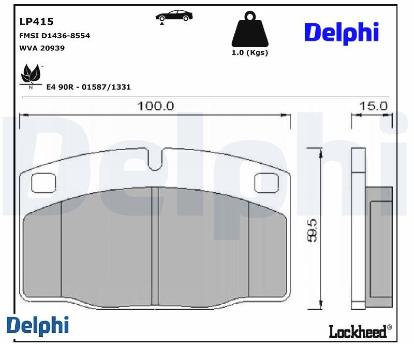 Delphi LP415 Bremsbelag - (4-teilig) | Kompatibel mit: LOTUS ELAN, OPEL ASCONA A, ASCONA A Voyage, ASCONA B, ASCONA C, ASCONA C CC, ASTRA F, ASTRA F Cabriolet - Bild 2