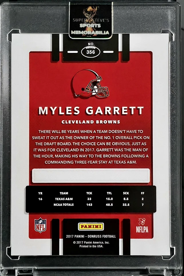 🔥 Myles Garrett (RC) 2017 Donruss Rookies Gold/95 SSP eBay 1/1 ¡RARO! ¡COMO NUEVO! Foto 2 de 2