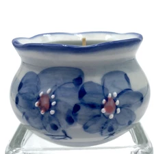 Ben Rickert Porcelain Candle Holder, Blue Flowers with Moriage, Made in Japan