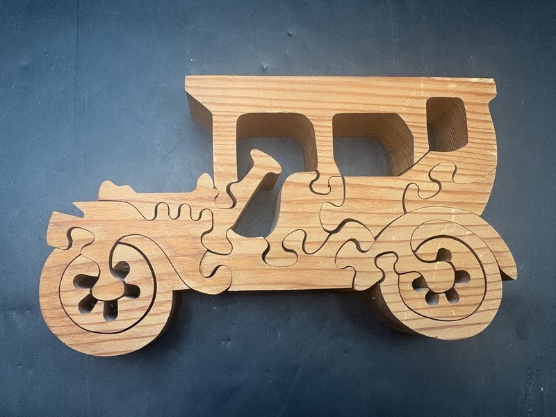 Vintage Wood Cut Puzzle of a Model A or Other Old Timey Car