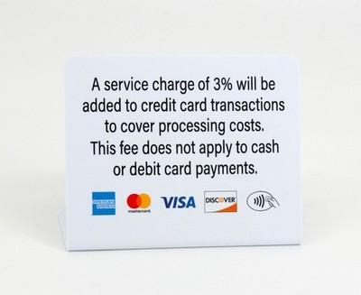 3pk Service Charge Payment Signs w/ 3% Fee,  L Style, Plastic, Free Shipping