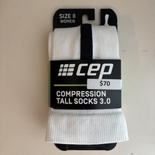 cep compression socks Woman Size II WHITE/Black 20-30 mmHg NEW