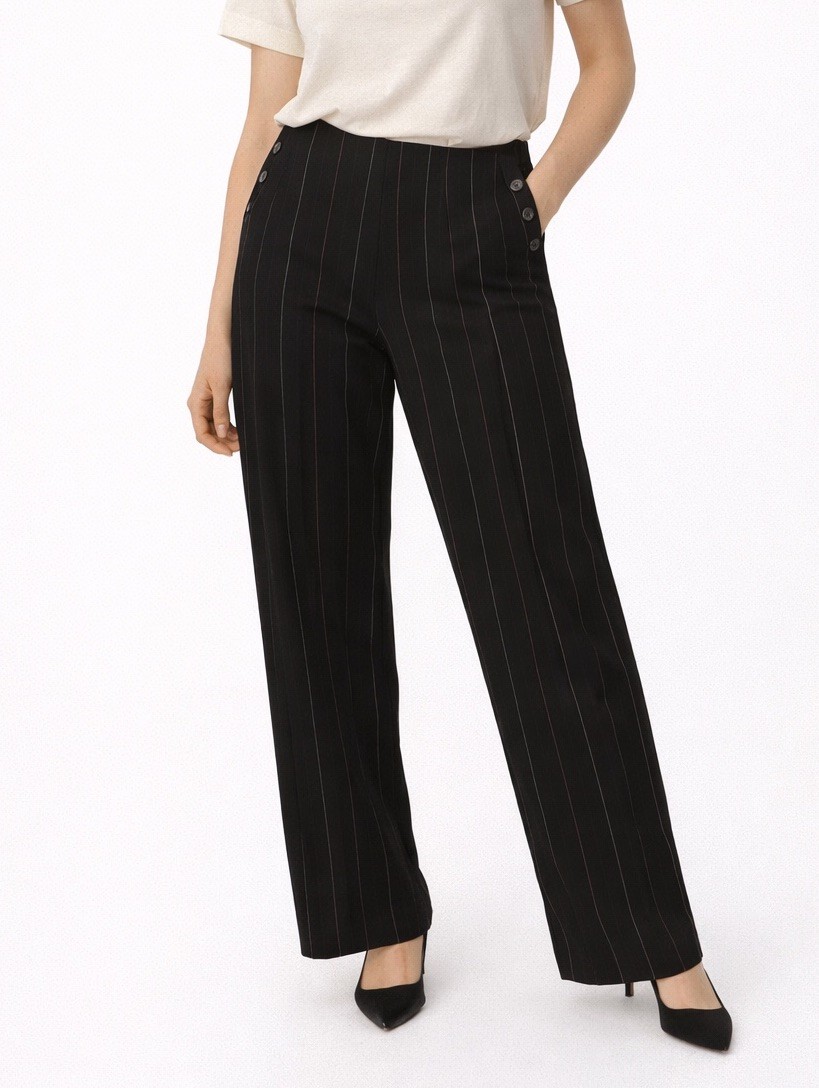 David Brooks Women’s Black Red White Pinstripe Pants Size 14