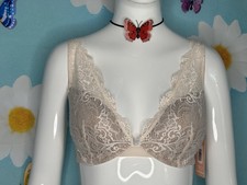 THIRDLOVE 24/7 LACE CONTOUR PLUNGE BRA SZ 32D BEIGE NWT