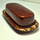 Butter Dish McCoy 7013 USA Vintage Pottery Brown Drip Glaze With Cover