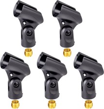 Universal Microphone Clip Holder with Nut Adapters 5/8" to 3/8"-5PCS, Black