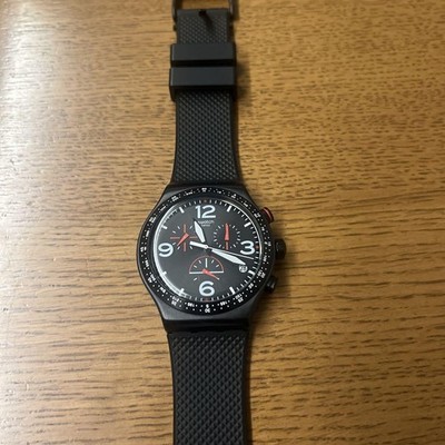 Swatch Irony Chronograph YVB403 Black Is Back 43mm Watch w Case