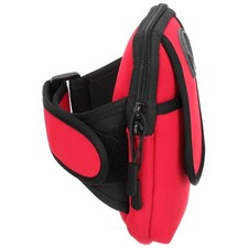Elastic Durable Red Phone Sleeve Armband for Sports and Outdoor Use