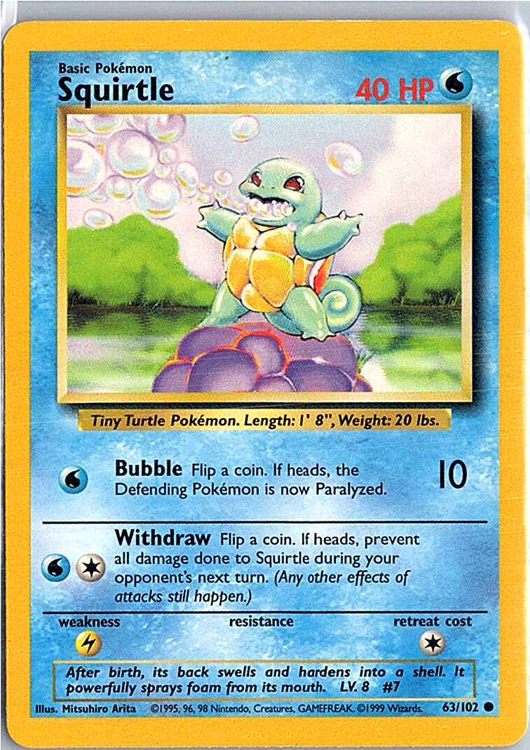 SQUIRTLE 63/102 C BASE SET POKEMON MP | eBay