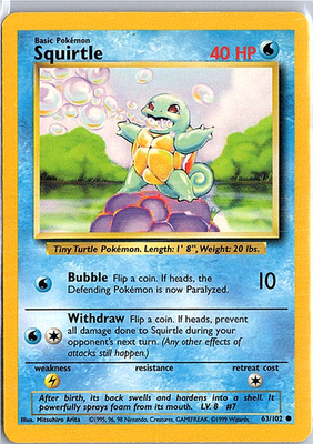 SQUIRTLE 63/102 C BASE SET POKEMON MP | eBay