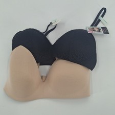 Maidenform 2 Pack Wireless Lined T-Shirt Bras Women's Size 34D - Black and Nude